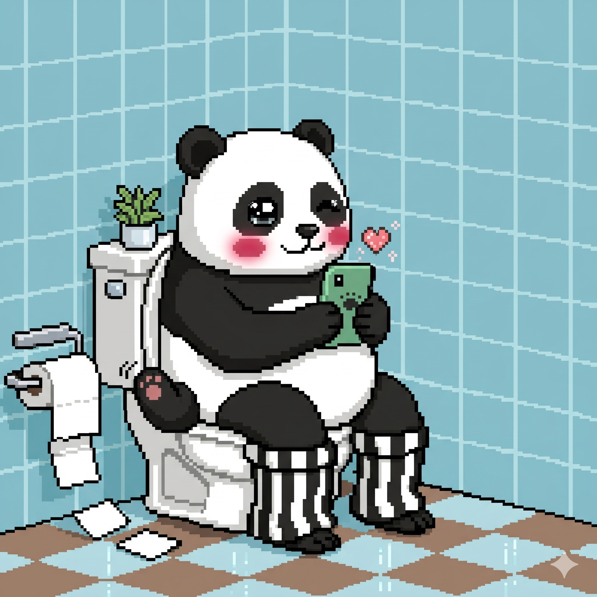 Kawaii Panda on Toilet